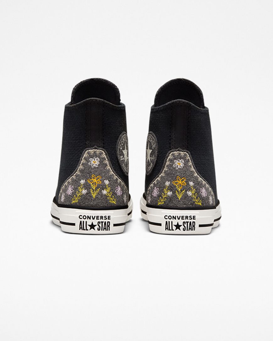 Women's Converse Chuck Taylor All Star Autumn Embroidery High Top Shoes Black / Pink | AU 543CES